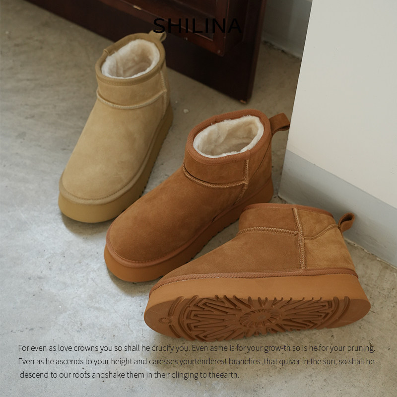 雪地靴2026真皮羊毛雪地靴女厚底加绒冬季短靴东北棉靴橡胶发泡,女鞋,勃肯鞋/软木鞋,淘宝优惠券,粉丝福利购,淘宝优惠卷