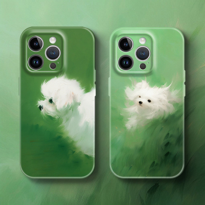 可爱迎风吹小狗情侣手机壳