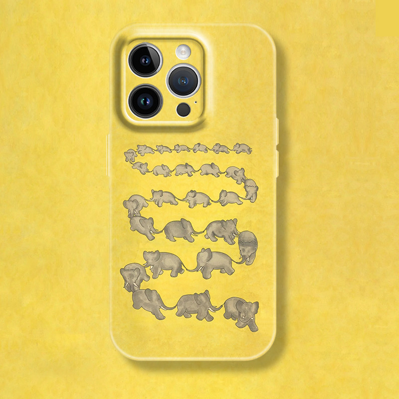 可爱趣味艺术大象迁移插画男女苹果iphone17promax适用15p透明14minxs13全包防摔菲林软华为小米荣耀16手机壳