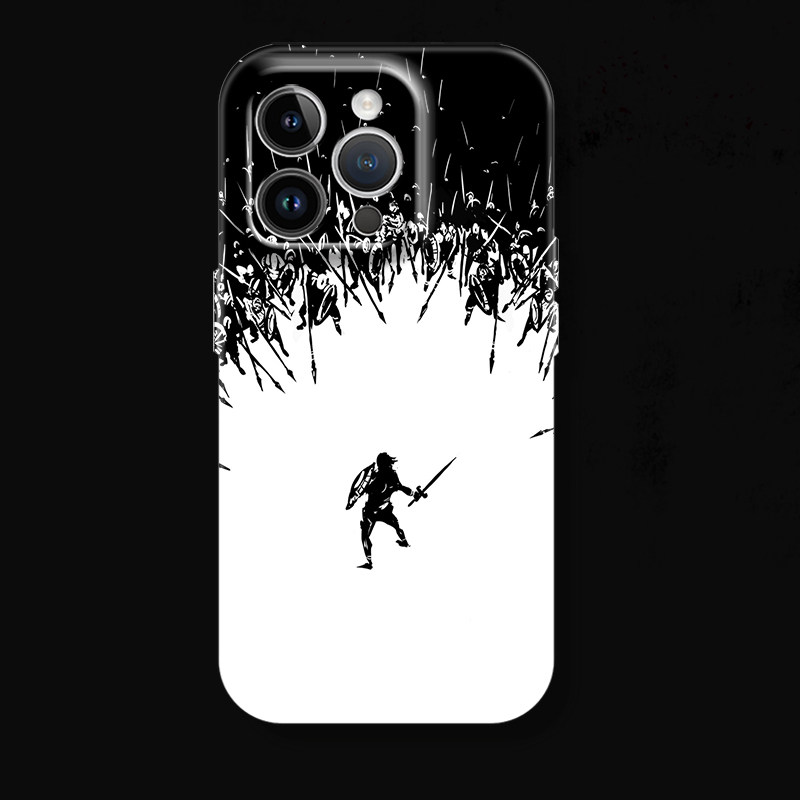 艺术插画一个人战斗战士包围苹果iphone17promax适用15pro透明14minxs13全包防摔菲林软华为小米荣耀16手机壳