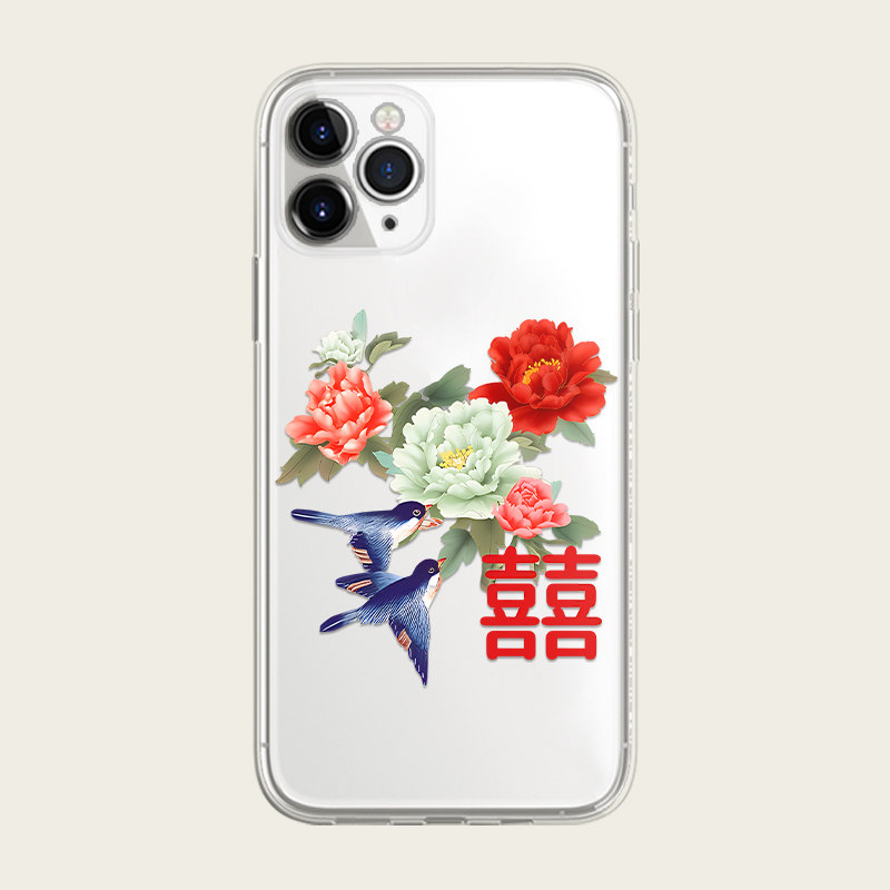 结婚喜庆情侣透明防摔手机壳