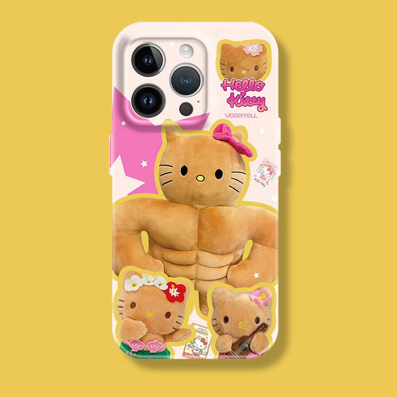 可爱卡通恶搞肌肉hellokitty苹果iphone17promax适用16pro透明15plus/xs14全包菲林软壳华为小米荣耀13手机壳