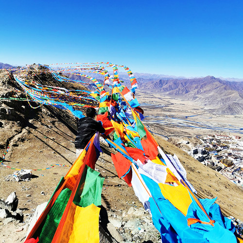 藏传手工印五色挂经幡风马旗