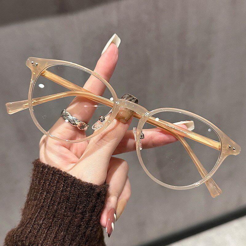 2319时尚小圆框眼镜框男女 可爱学院风百搭冷茶平光镜