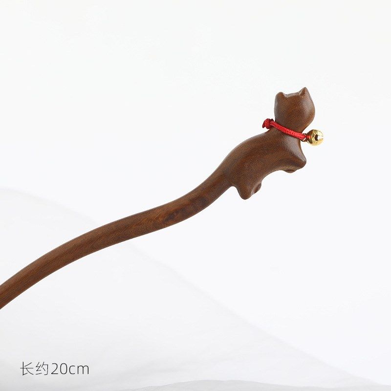 古风长尾猫铃铛簪子可爱小猫咪发簪高级感檀木簪新中式盘发木簪女,服饰配件/皮带/帽子/围巾,其他配件,淘宝优惠券,粉丝福利购,淘宝优惠卷