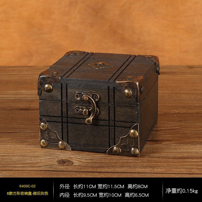复古欧式收纳盒家用桌面首饰戒指水晶收纳木质小方盒藏宝箱,包装,木盒包装,淘宝优惠券,粉丝福利购,淘宝优惠卷