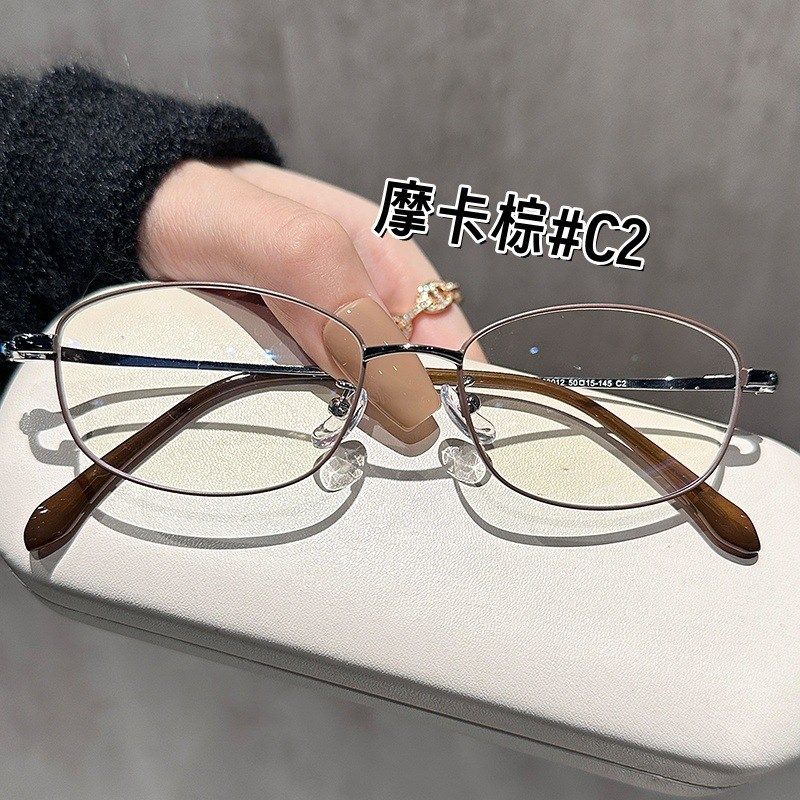 23012淑女气质款小框近视眼镜女多色智时尚感摩卡棕平光镜