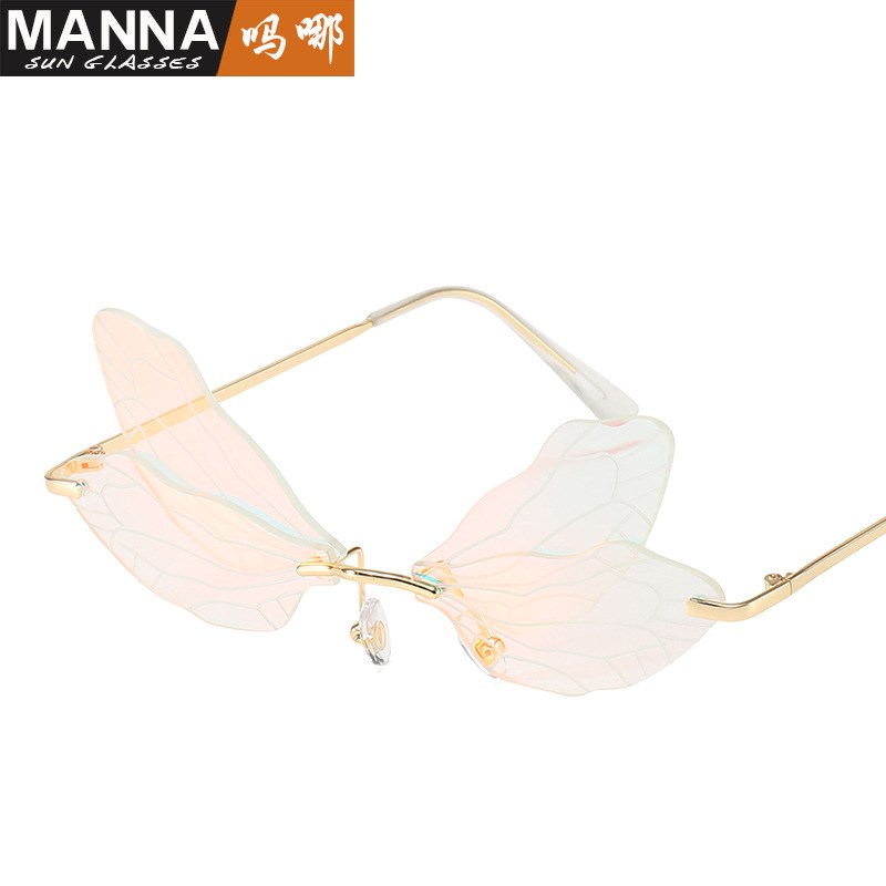 潮流翅膀太阳镜夸张渐变色墨镜ins炫彩沙滩