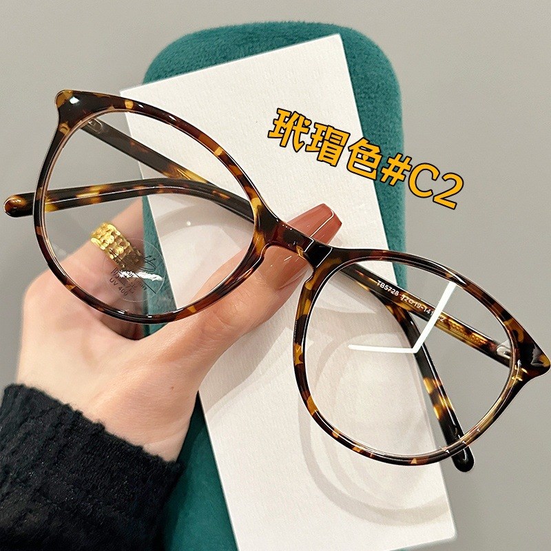 5728慵懒TR90椭圆框近视眼镜男女多色甜酷灵动感玳瑁色平光镜