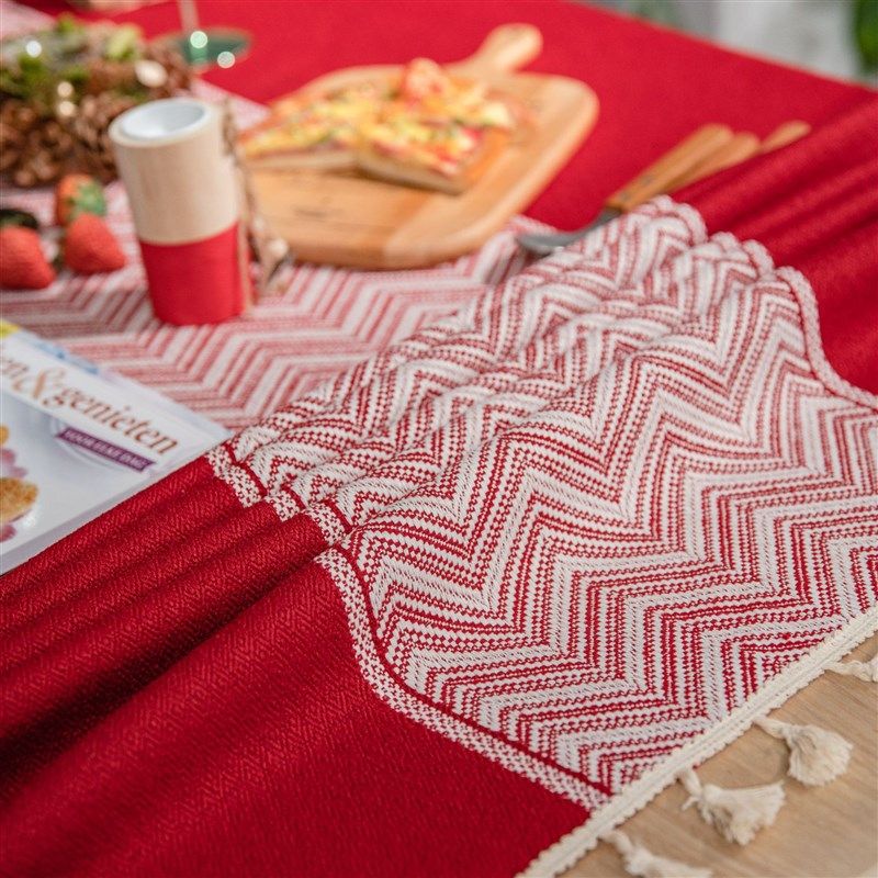 桌布红色节日婚庆仿棉麻水波纹提花餐桌布艺工厂直供,居家布艺,桌椅脚套/桌脚垫,淘宝优惠券,粉丝福利购,淘宝优惠卷