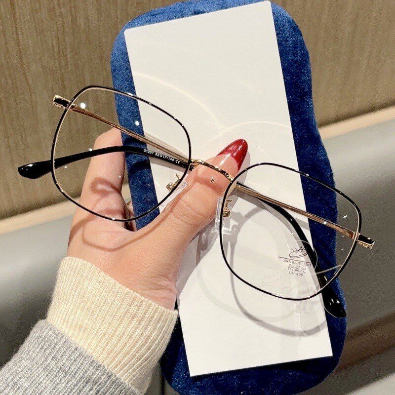 31207素颜神器多边形眼睛框镜架男平光镜大框显脸小配近视防蓝 光