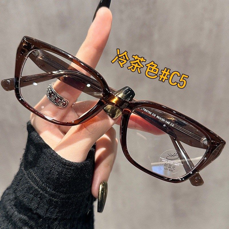 5753款调皮猫眼近视眼镜女摆拍款俏皮出圈冷茶平光镜