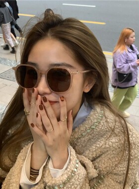 英国DHWA专柜茶色墨镜女夏防晒防紫外线大脸显瘦新款太阳眼镜韩版