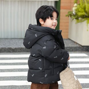 官方英国DHWA男童宝宝羽绒服吉姆女童儿童1两一3岁小童花色短款冬