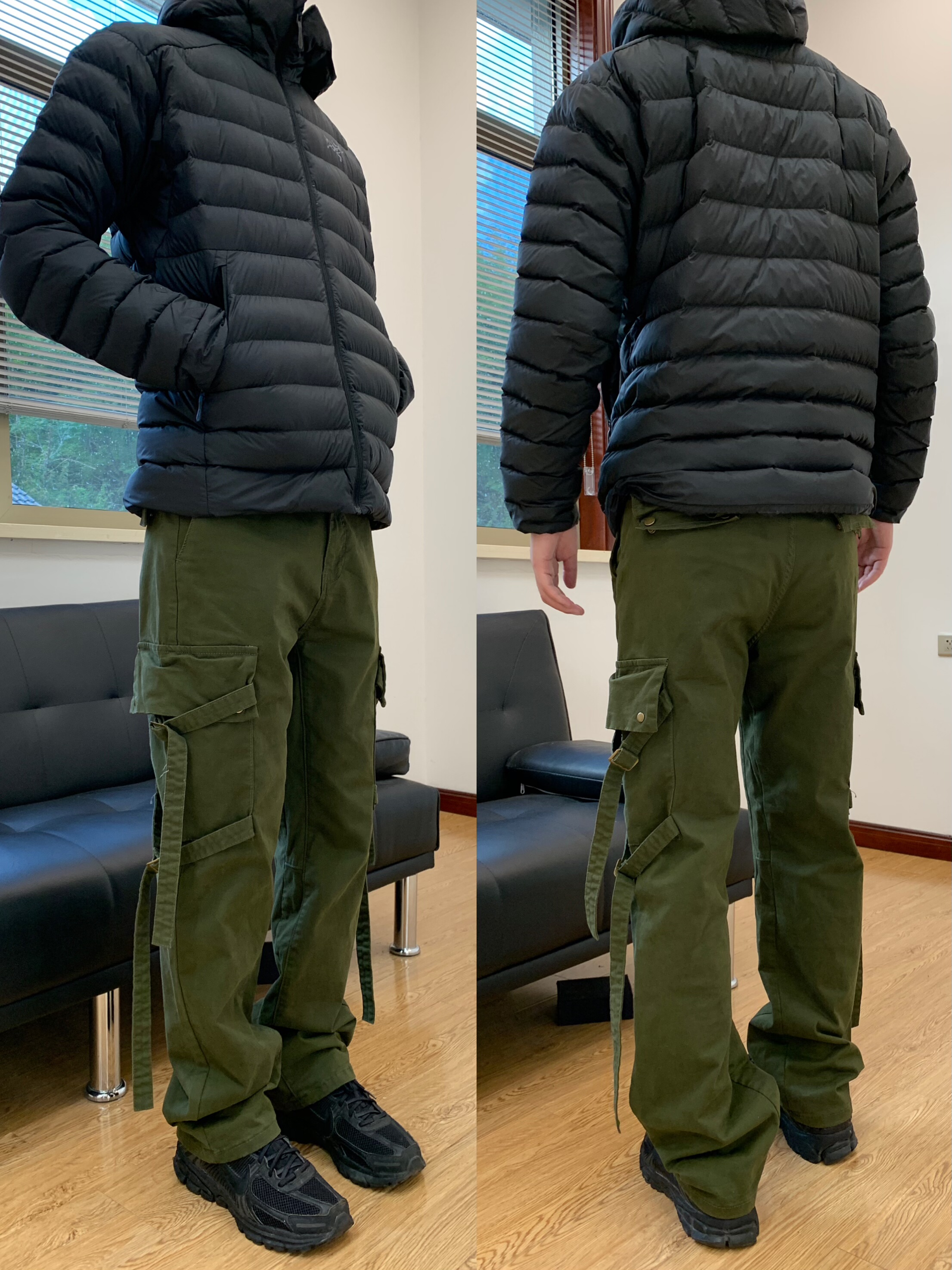 07QWER 秋季高街vibe多口袋直筒绑带工装裤潮小众显瘦水洗休闲裤