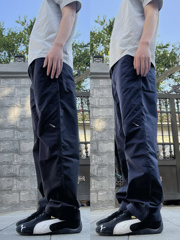 07QWER 夏季户外纯色休闲机能冲锋裤薄款三防运动百搭宽松直筒裤