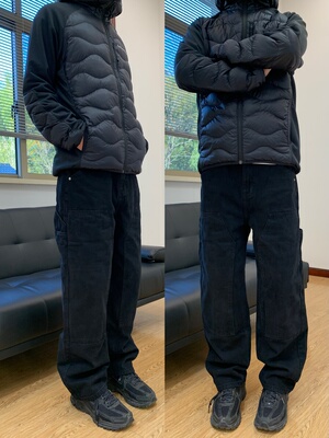 07QWER 秋冬季水洗伐木纯棉长裤子潮简约宽松直筒男女通勤韩版