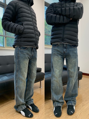 07QWER 秋冬水洗个性竹节纹牛仔裤显瘦直筒男女潮韩版痞帅街头风