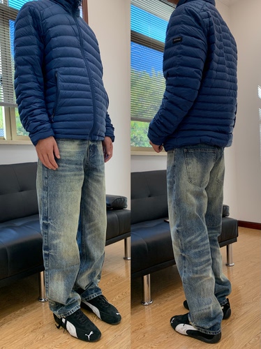 07QWER 秋季休闲猫须直筒显瘦水洗复古蓝牛仔裤女简约百搭冬季