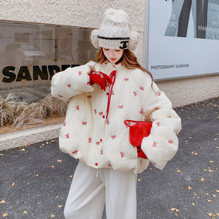 7357刺绣蝴蝶结90短款 P275控418 羽绒服