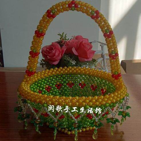 闽歌手工生活馆串珠diy水果篮子以上果盘摆件散珠亚克力珠 材料包