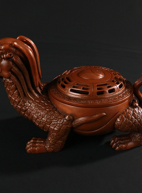 紫铜八卦盖子龙龟香炉工艺品香薰炉摆件佛堂祭祀用品