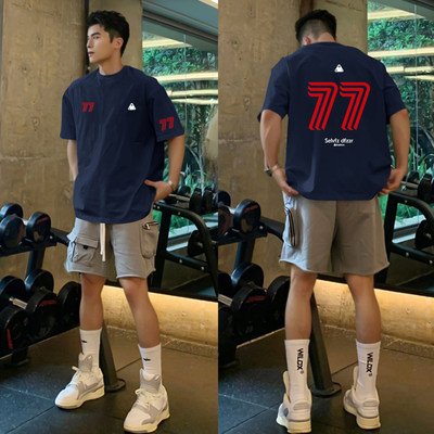 夏季2026新款纯棉藏青色短袖T恤