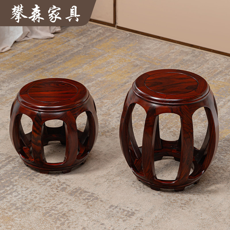 国标印尼黑酸枝鼓凳红木圆凳中式换鞋凳古筝凳小矮凳实木凳子鼓墩怎么看?