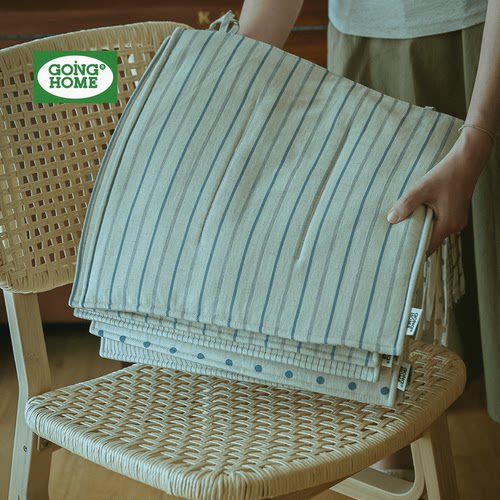 【薄款透气】轻奢条纹木椅子坐垫