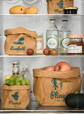 GOING HOME可水洗牛皮纸袋冰箱水果面包食品防水收纳袋大号花盆套