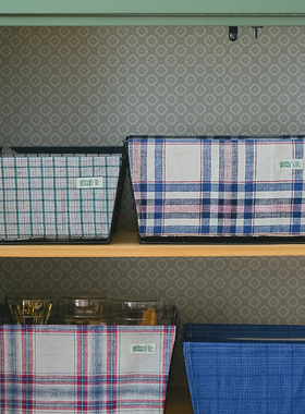 GOING HOME老粗布布艺收纳筐玩具零食杂物袜子镂空铁艺长方形篮子