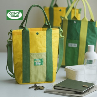 手提袋学生拎书袋装书的大学生上课通勤包手提包绿色托特包斜挎包