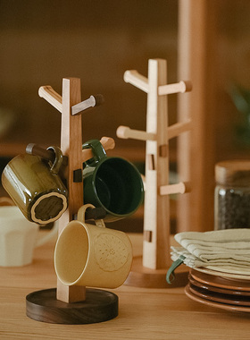 GOING HOME日式高端创意树形实木茶杯杯架桌面装饰品摆件置物挂架