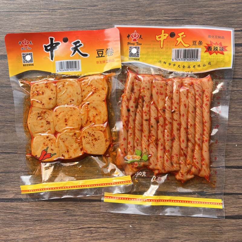 中天豆卷香辣味豆条休闲下饭零食图片