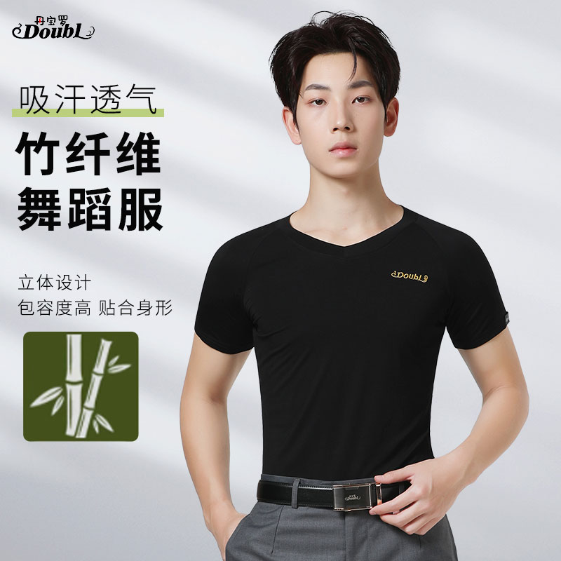 夏季短袖V领舞衣中年练功服男士