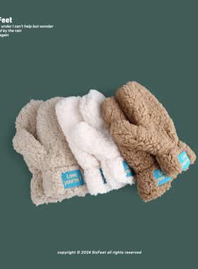 韩版ins潮牌字母贴标手套女加绒可爱学生防寒加厚骑行保暖秋冬季