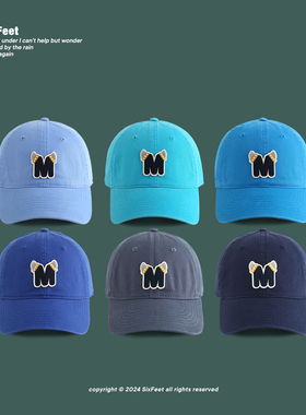 SixFeet湖蓝色贴标英文棒球帽男女四季简约鸭舌帽日系百搭显脸小