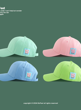 SixFeet小清新糖果色侧面贴标日系棒球帽男女四季百搭鸭舌帽韩版