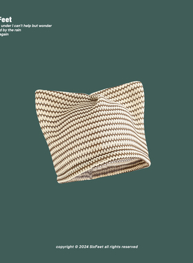 薄款针织条纹猫耳帽堆堆帽女秋冬休闲户外逛街气质百搭情侣冷帽潮