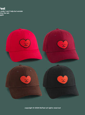 SixFeet红色爱心硬顶小标日系棒球帽女百搭鸭舌帽韩版高品质欧美