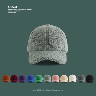 秋冬绿色帽子男女棒球帽加宽显脸小韩版 毛绒保暖鸭舌帽百搭羊羔毛