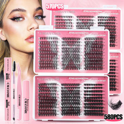 580 large capacity eyelash D-curve segmented set假睫毛套装d