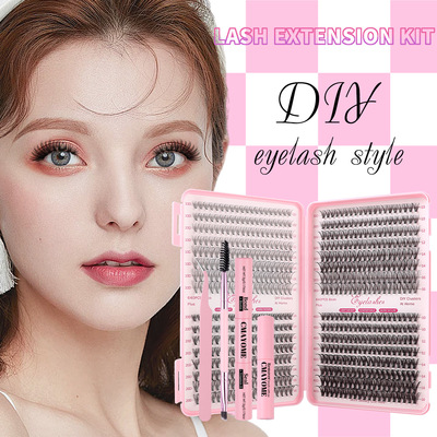 DIY segmented 30+40d adhesive tweezers eyelash set假睫毛套装