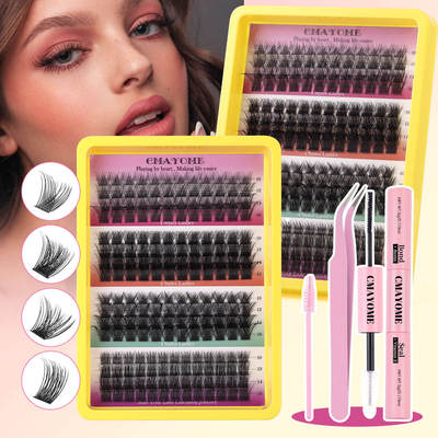 196 clusters of natural thick false eyelashes with C curve