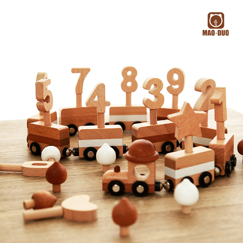 磁性数字小火车玩具蛋糕木质轨道婴儿益智启蒙男女孩儿童生日礼物,玩具/童车/益智/积木/模型,惯性/回力/滑行玩具,淘宝优惠券,粉丝福利购,淘宝优惠卷