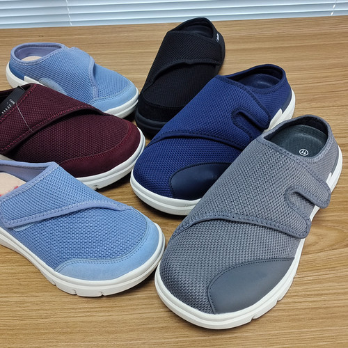 外原~宽胖脚高脚背加宽版魔术贴一脚套懒人半托休闲鞋情侣男女鞋