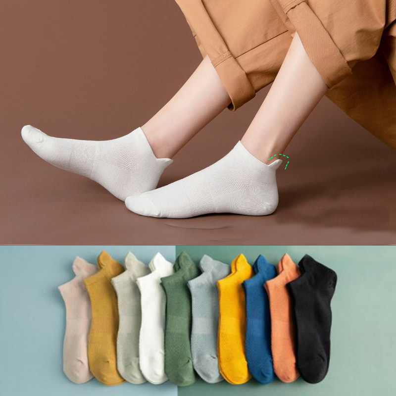 大码38-43码纯棉短筒网眼船袜女