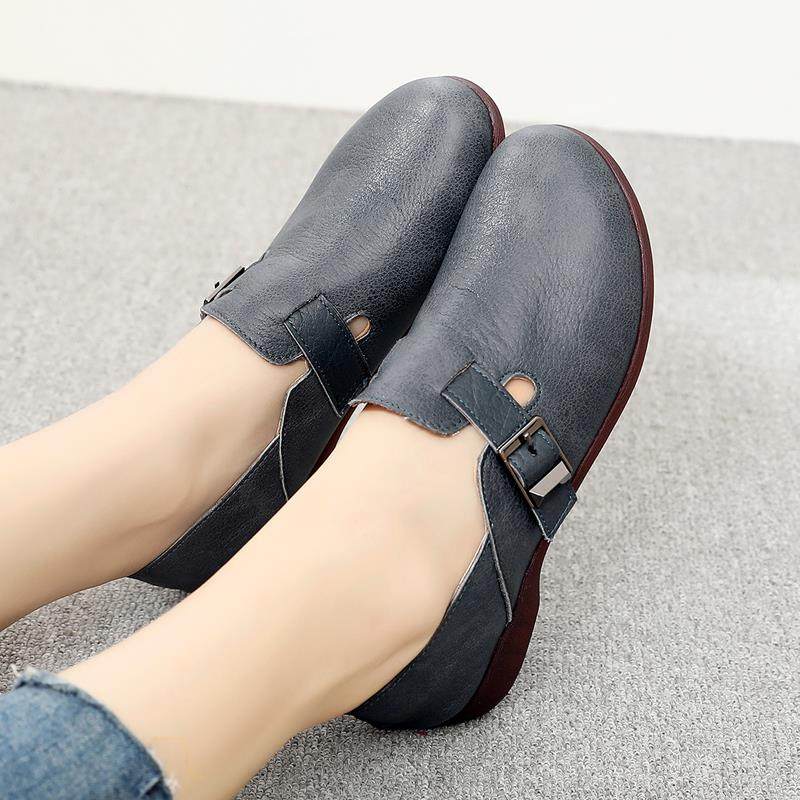 高档2妈024春秋新款真皮平小软底单鞋大码圆头底皮鞋妈鞋舒适深口,女鞋,深口单鞋,淘宝优惠券,粉丝福利购,淘宝优惠卷