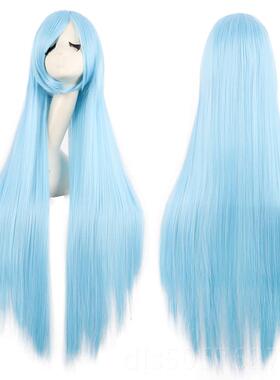 高档万用cos假发女0长发动纯黑紫红彩色白色10超长发假头漫发直全