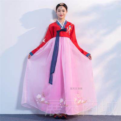 高档朝鲜服装长裙韩女日常良鲜族装改韩国古装成人大长服今舞蹈演